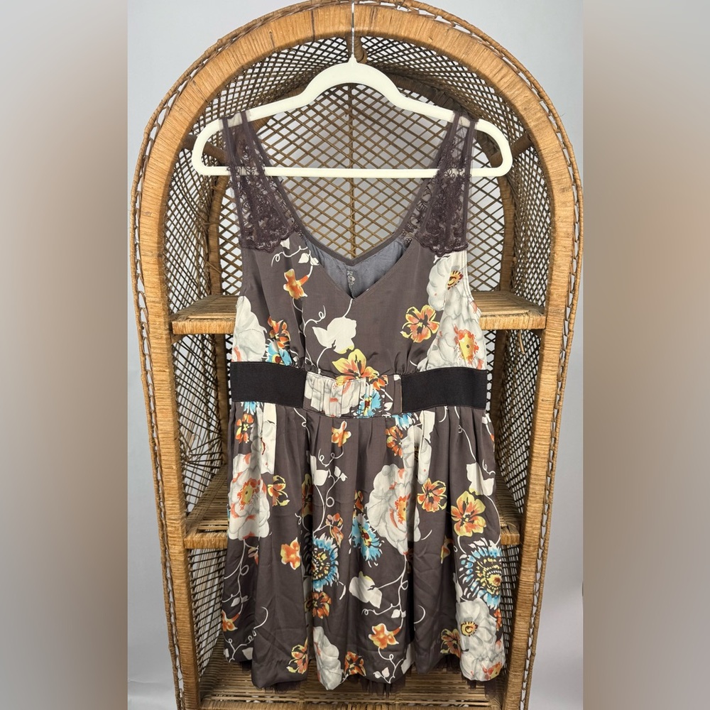 Free People Lace Strap Floral Mini Dress Tulle Trim Size 8 NWT - Picture 3 of 5